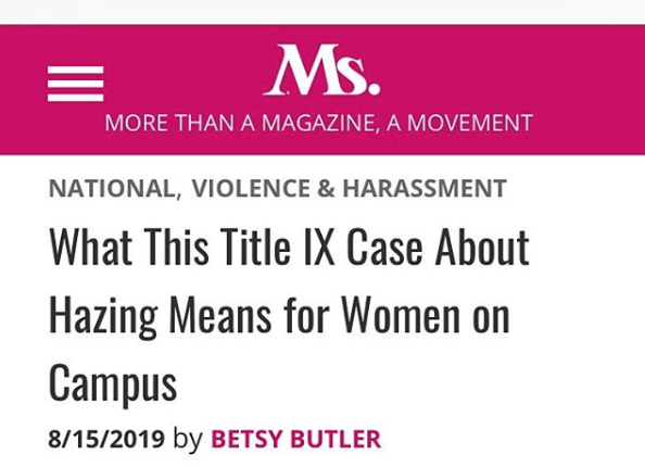 Ms. Magazine Title IX Hazing Headline